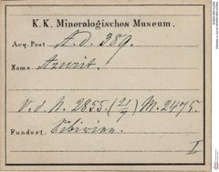 Etiketten zu Azurit (NHMW-MIN-Ad389)